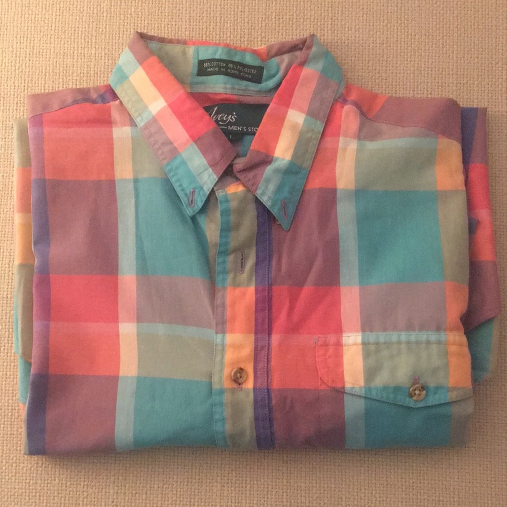 NEW! Pastel Plaid Short Sleeved Button Down